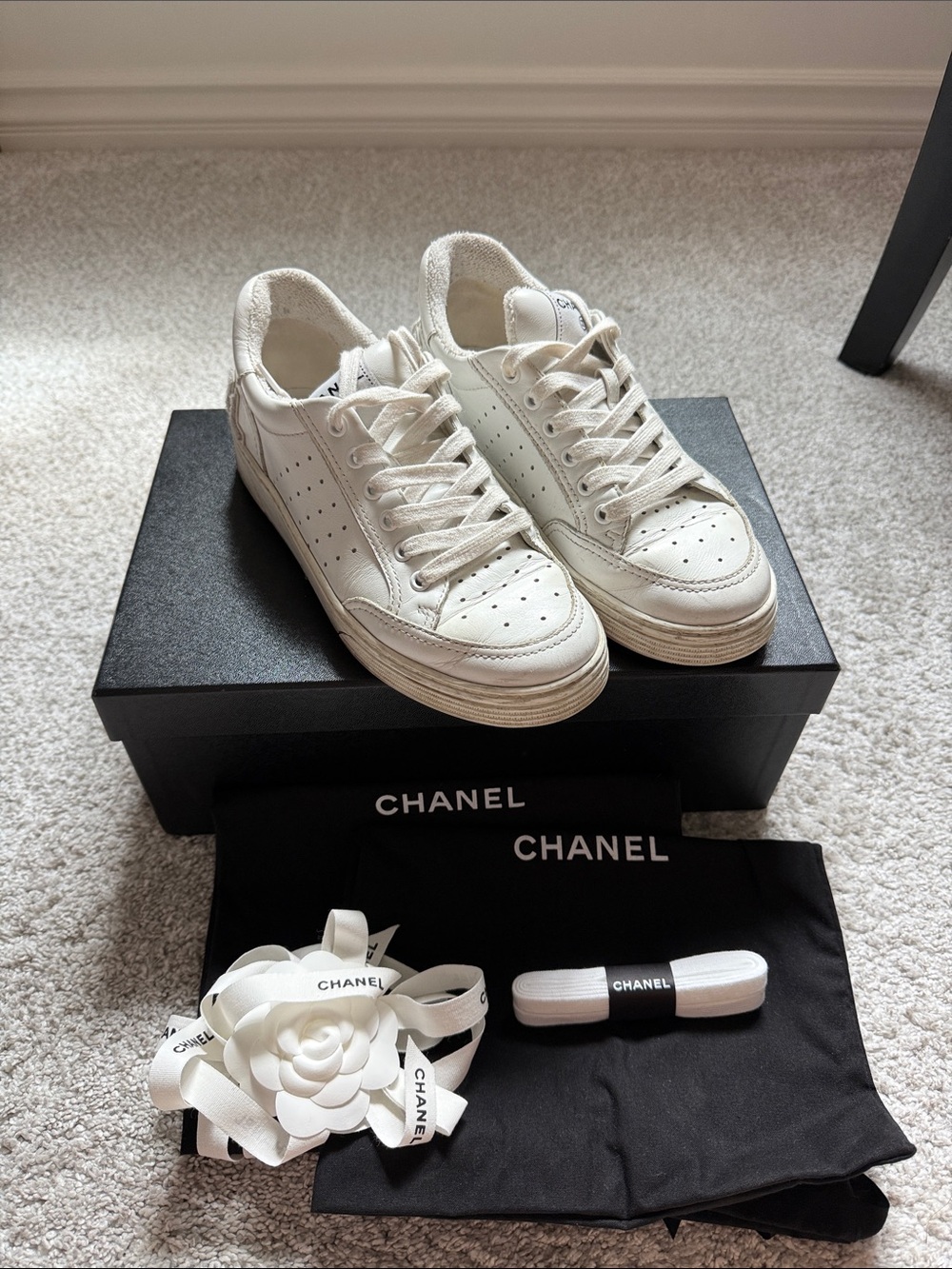 Chanel White Sneakers 38.5
